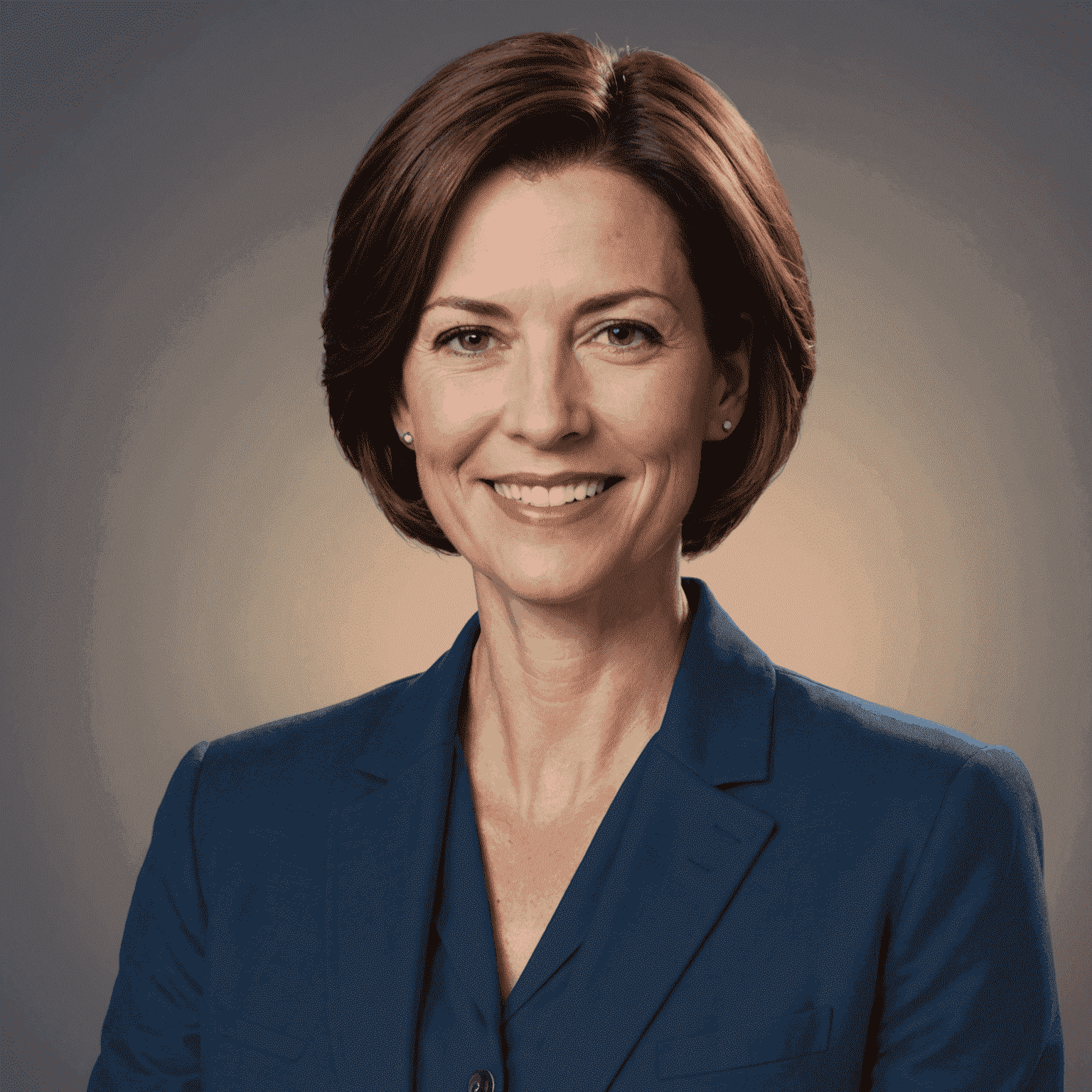 Portrait of Jane Doe, founder of GetBezToffer, a woman in her 40s with short brown hair and a warm, professional smile, wearing a blue blazer