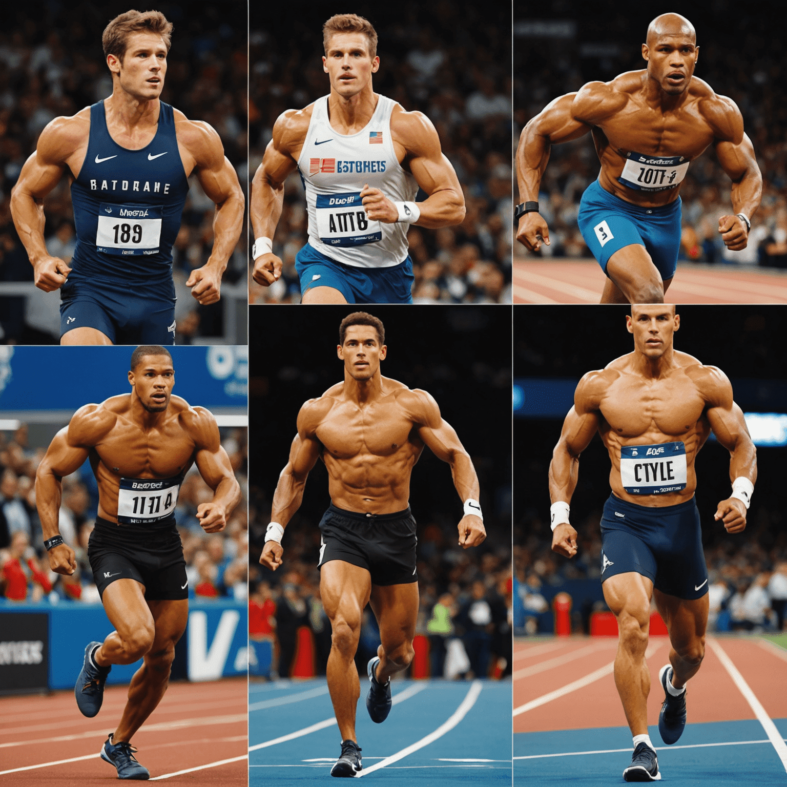 A collage of before-and-after images showing athletes' progress, including improved physiques, better performance metrics, and triumphant moments in competition.